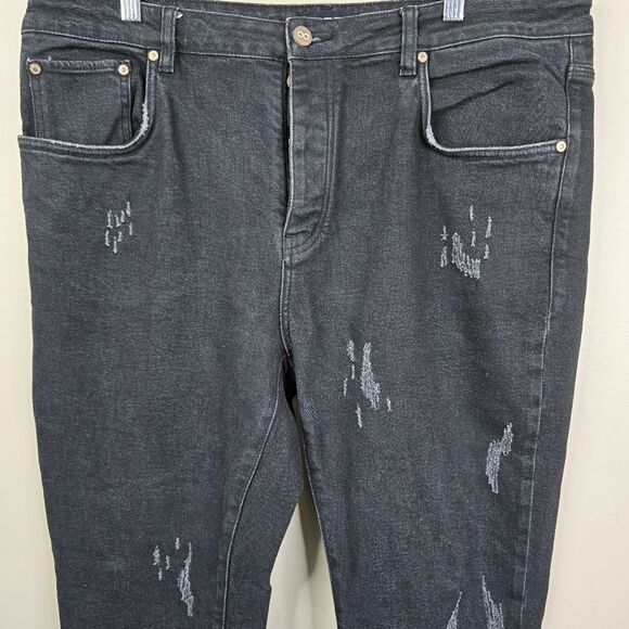 Half Evil 333 Button Fly Distressed 5 Pocket Style Jeans 40x32 - Picture 4 of 10